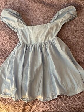 Light Blue Puff-Sleeve Dress